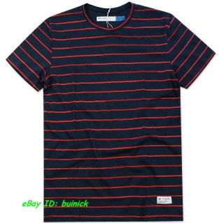 ADIDAS A.039 BLUE LABEL STRIPES TEE SHIRT Navy Red trefoil new L