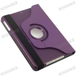 360 Rotating Purple Leather Case Cover Pouch Stand for iPad Mini