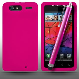 Hot Pink Silicone Case für Motorola Razr Droid + Stylus & Screen