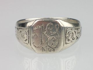 Art Deco Herren Damen Siegel 800 Silber Ring,eigraviert,AntikRG.61