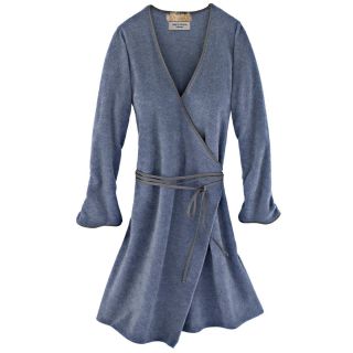 HENRIETTE STEFFENSEN Kleid Wickelkleid Fleece blau rauchblau S(36) NEU