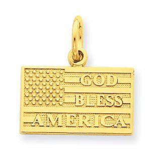 14 K Gold Gott Segnen Amerika Flagge Charme