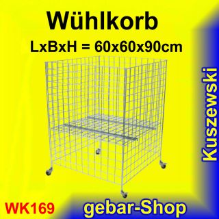 WK169 Wühlkorb Aktionskorb Schütte Korb fahrbar 60x60cm H90cm