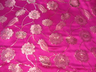 90cm BROKAT Stoff Pink BOLLYWOOD Kleid Kimono Sari 182