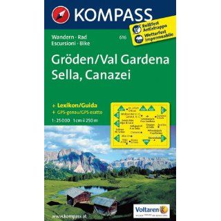 Gröden / Val Gardena, Sella, Canazei 1  25 000 Wanderkarte mit
