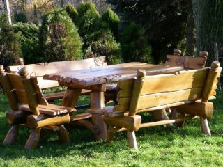 Rustikale Gartenmöbel aus EICHENHOLZ  Echte Handarbeit 