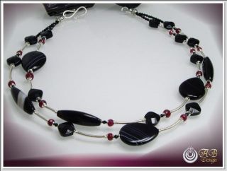 Edelsteinkette facettierter Rubin Onyx Sardonyx Unikat Designerkette