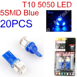 20 x Car LED T10 194 W5W 5050 Wedge Light Bulb Lamp 5SMD Blue