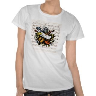 Musical Instruments Rossini Sheet Music Background T shirts