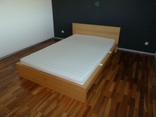 Ikea Malm Bett Birke 140X220 inkl. Rost und Matratze aus