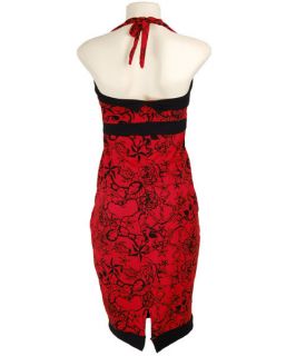 Red Vtg Rockabilly Pin Up Dita Tattoo Kleid Dress S