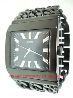 NEW MENS GUESS BLACK STAINLESS STEEL TRIPLE CHAIN ANALOG WATCH G11043G