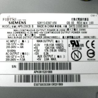 Netzteil NPS 230CB B   FSC Fujitsu Siemens   S26113 E507 V50