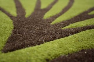 Teppich, Schurwolle, Qualität, handtuft, blatt, braun grün 60x90cm
