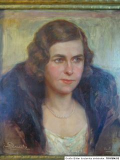 247) Jugendstil Ölgemälde Damen Portrait Karlsruhe 1931 unl