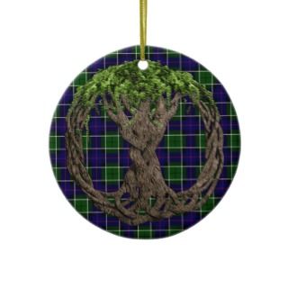 Clan Leslie Tartan And Celtic Tree Of Life Christmas Ornaments