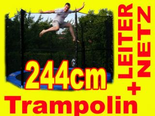 Trampolin SKYJUMP 244 cm 8FT Gartentrampolin mit Netz und Leiter  NEU