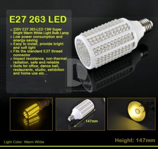 E27 13W 263 LED Glühbirne Litch Leuchtmittel Warm weiß Leuchte