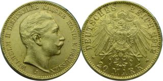 3124 J.252 Preussen 20 Mark 1912 J Wilhelm II. GOLD