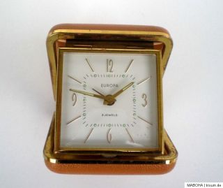 Reisewecker Europa 2 Jewels Mechanisches Uhrwerk 60er Jahre