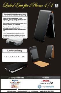 Exklusiv für iPhone 4S/ 4G /Leder Tasche/ Etui/ Case in Schwarz