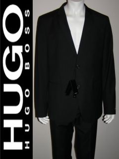 44R 54 HUGO BOSS 2 BUTTON WOOL SUIT COMPLET HABIT EAGLE5 SHADE1 BLACK