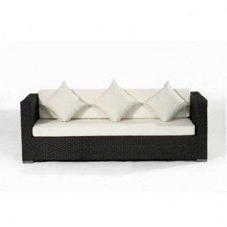 Polyrattan Sofa 5060 3 Sitzer schwarz, Größe ca. 210 x 85 x 70 cm