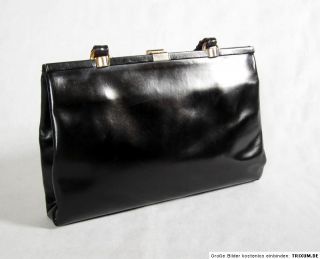 Vintage Tasche Goldpfeil Schwarz Leder Lady Bag VTG