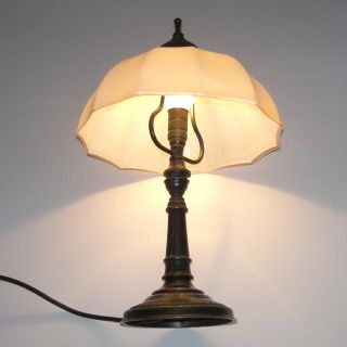 alte Tischlampe Berliner Messing Lampe Jugendstil Art Deco Glas lamp