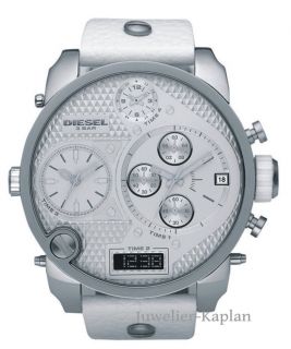 Herren Leder Armband Uhr Digi DZ7194 WEIß NEU UVP 299€