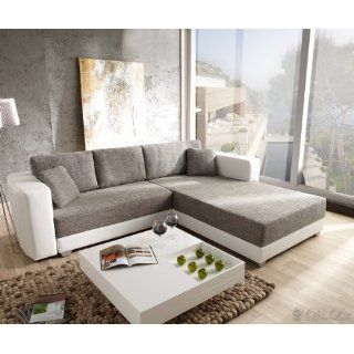 Sofa Zita 290x220 cm Weiss Hellgrau Schlafsofa Couch Ecksofa 