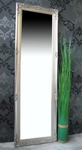 Schmaler Spiegel Wandspiegel silber SUSAN Barock 132 x 42