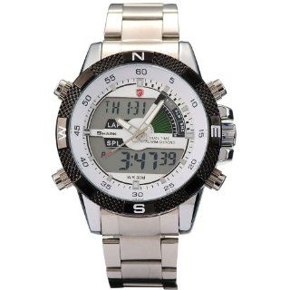 SHARK Watch LED Digital Herrenuhr Quarz Sport Uhr SH046, Silbrig