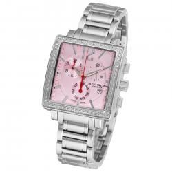 Stuhrling 316L Regent Royale Diamond SwissChrono Pink Dial Bracelet