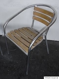 5x Aluminum Terrassenstuhl m. Holz Outdoor Stuhl Cafè Stuhl