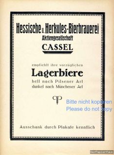Hessische Herkules Brauerei Kassel Reklame 1922 Bierbrauerei Cassel