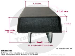 Bootsauflage Polyurethan (PU) mit Aufnahmeprofil L 330mm