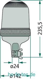 Rundumleuchte LED f. Aufsteckrohr 12V 24V typgeprüft