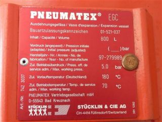 Pneumatex Druckhaltung Ausdehnungsgefäss EGC 800 Liter Kompressor