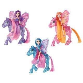 Barbie 3er Set kleine Fee mit Pony BLAU T7470, PINK t7472, LILA T7471