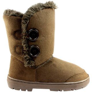 Damen Schuhe Twin Button Fell Stiefel Fur Boots