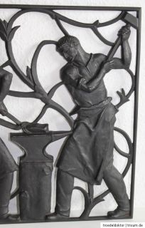 Großes Buderus Kunstguss Art Deco Wandrelief Relief Gusseisen Guss
