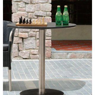 RONDO Tisch 70 cm 304er Edelstahl Tischplatte Granit massiv 42 kg