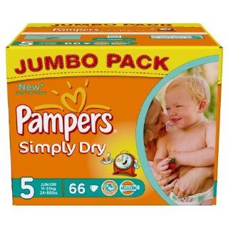 Pampers Simply Dry Gr.5 Junior 11 25kg Jumbo Box, 2er Pack (2 x 66
