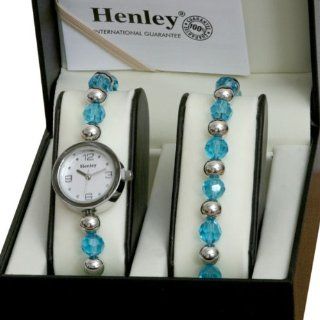 Henley aquamarine/chrome Uhr und Armband Set