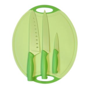 Microban Schneidebrett mit Messer oval, Limette 368x307mm