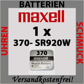 Maxell Knopfzelle 370/SR920W Silberoxid Blister Neu