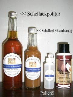 SCHELLACKPOLITUR SET  Schellack Sanding Sealer Polieröl Polierballen