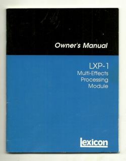 Lexicon LXP 1 Multi Effects Processing Module Owners Manual