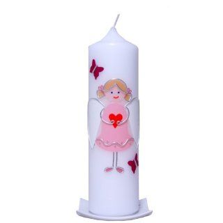 Taufkerze Engel mit Herz (rosa)25x7cm mit Karton, wird erst nach